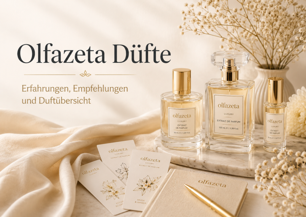 Olfazeta Düfte im Überblick mit Parfumflakons, Duftproben und persönlichen Empfehlungen